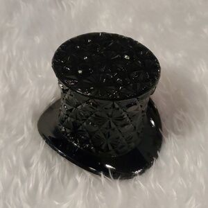 Vintage Fenton Daisy & Button Top Hat, Black Amethyst
